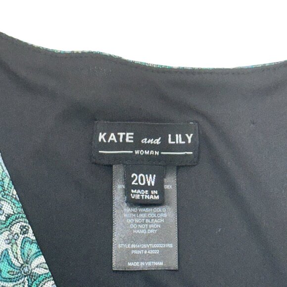 Kate & Lily Womens Green Multicolor Wrap Maxi Dress Size 20W Mesh Stretchy Lined - Picture 3 of 16